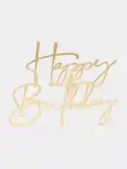 Бронзовый топпер "Happy Birthday" из акрила для украшения торта, боковой / торцевой