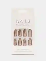 Карамельный накладные ногти с дизайном хром, 24 штуки + клей