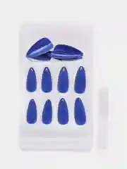 Серебряный накладные ногти с дизайном хром, 24 штуки + клей