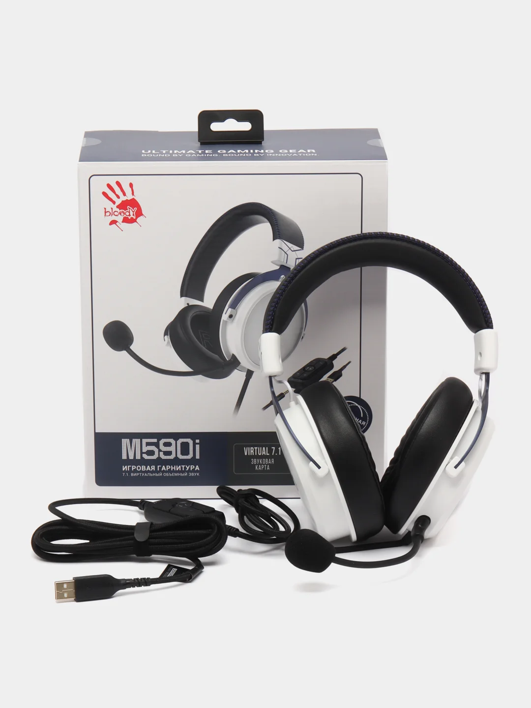 Белый наушники игровые компьютерные A4Tech Bloody G500, G521, M590i