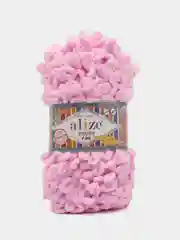 Розовый пряжа плюшевая турецкая Alize Puffy Fine ( с маленькими петлями) 1 шт