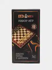 Набор игр 3 в 1 : шашки, шахматы, нарды, настольная игра, 29x29 см
