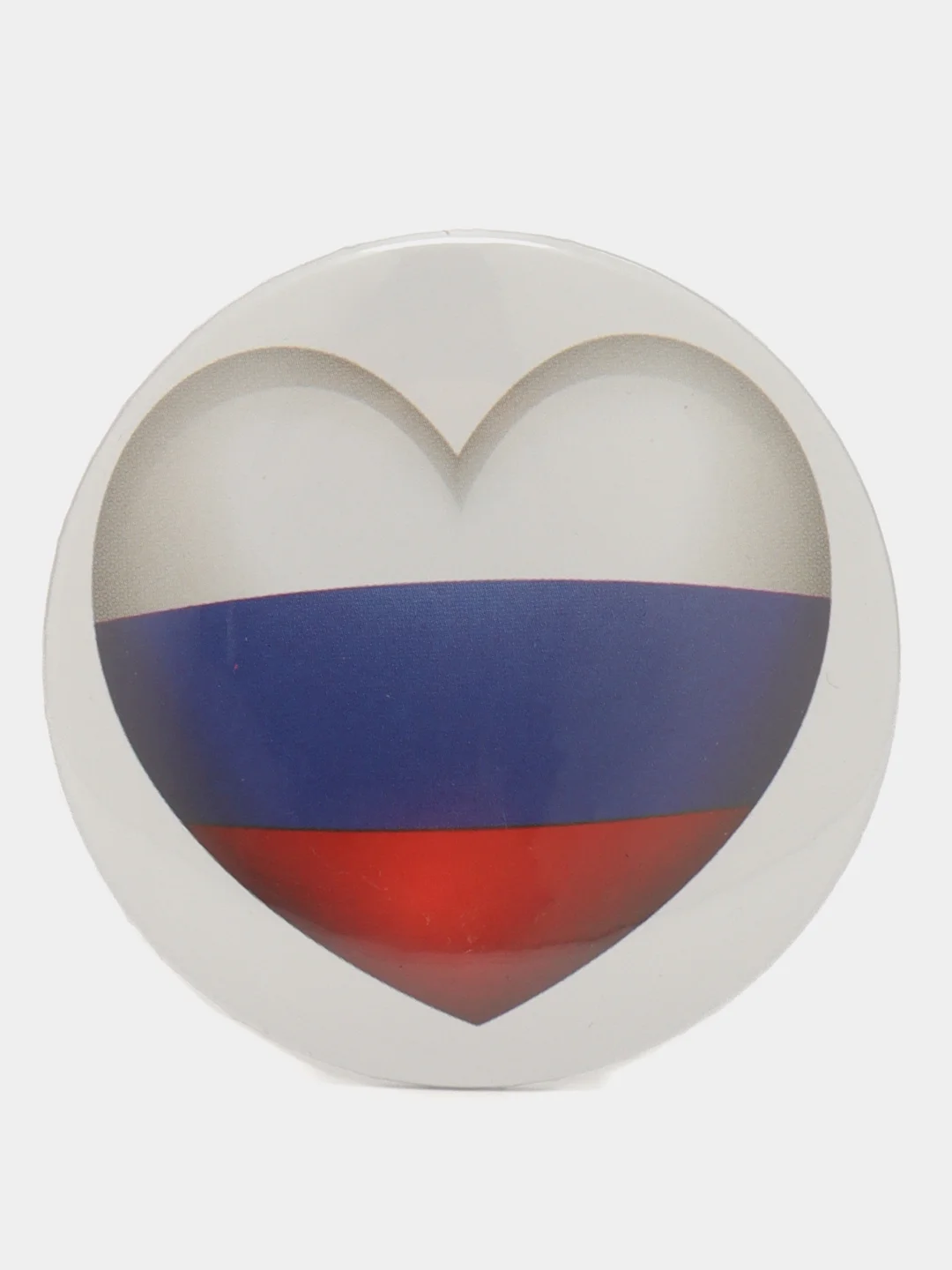 Белый значок Россия с госсимволикой. Триколор. Флаг России. Георгиевская лента. Патриот