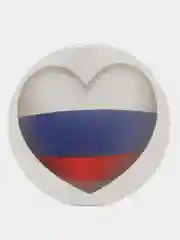 Белый значок Россия с госсимволикой. Триколор. Флаг России. Георгиевская лента. Патриот