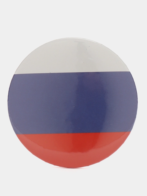 Значок Россия с госсимволикой. Триколор. Флаг России. Георгиевская лента. Патриот