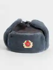 Серый меланж шапки Ушанки/ Будёновка/ Солдатская/ Ушанка (Разные цвета) с кокардой, СССР, РФ