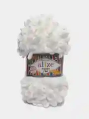 Белый пряжа плюшевая турецкая Alize Puffy Fine ( с маленькими петлями) 1 шт