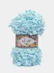 Голубой пряжа плюшевая турецкая Alize Puffy Fine ( с маленькими петлями) 1 шт