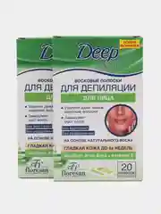 2уп по 20шт Восковые полоски для депиляции лица Deep Depil, с алоэ вера + витамин Е,