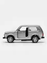 Серебряный игрушечный автомобиль Нива ВАЗ-2121 инерционный