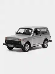 Серебряный игрушечный автомобиль Нива ВАЗ-2121 инерционный
