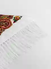 Серый металлик женский русский платок, с бахромой