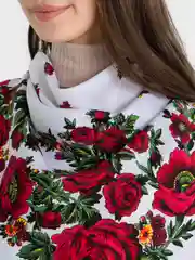 Мятный женский русский платок, с бахромой