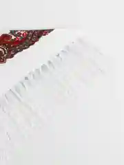 Светло-жёлтый женский русский платок, с бахромой