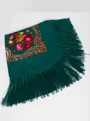 Лайм платок женский, в русском стиле, с бахрамой, с цветами