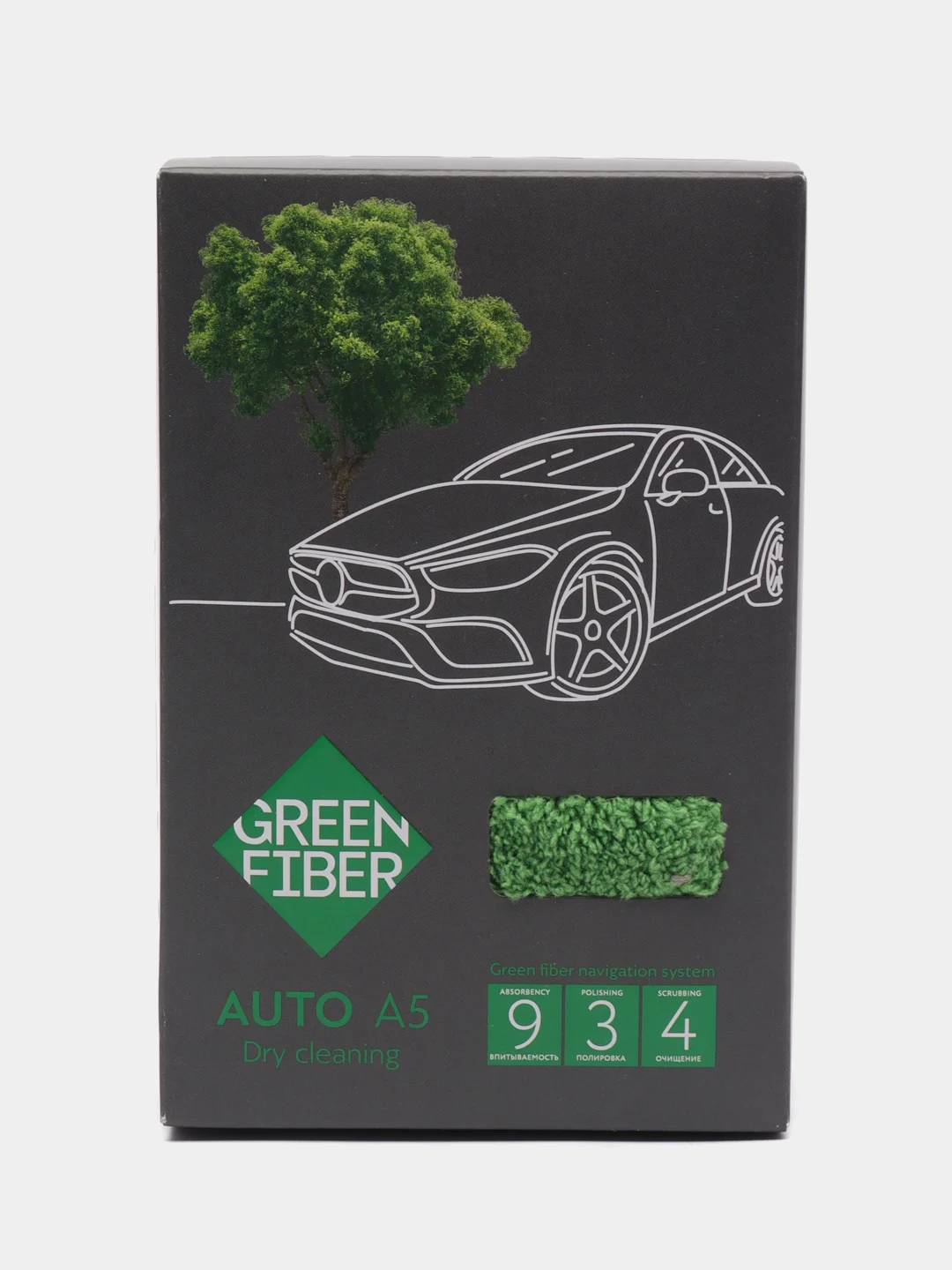 Голубой автополотенце для сухой уборки Green Fiber AUTO A5