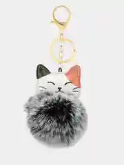 Серый брелок меховой котик, брелок мягкая игрушка