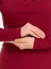 Бордовый платье с длинным рукавом