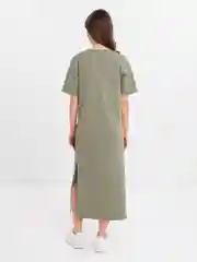 Оливковый платье женское однотонное, длинное