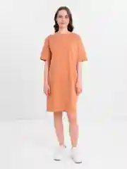 Карамельный платье-футболка Оversize однотонное, короткое