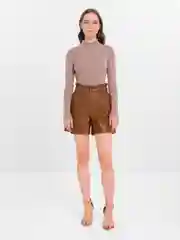 Бежевый кожаные шорты