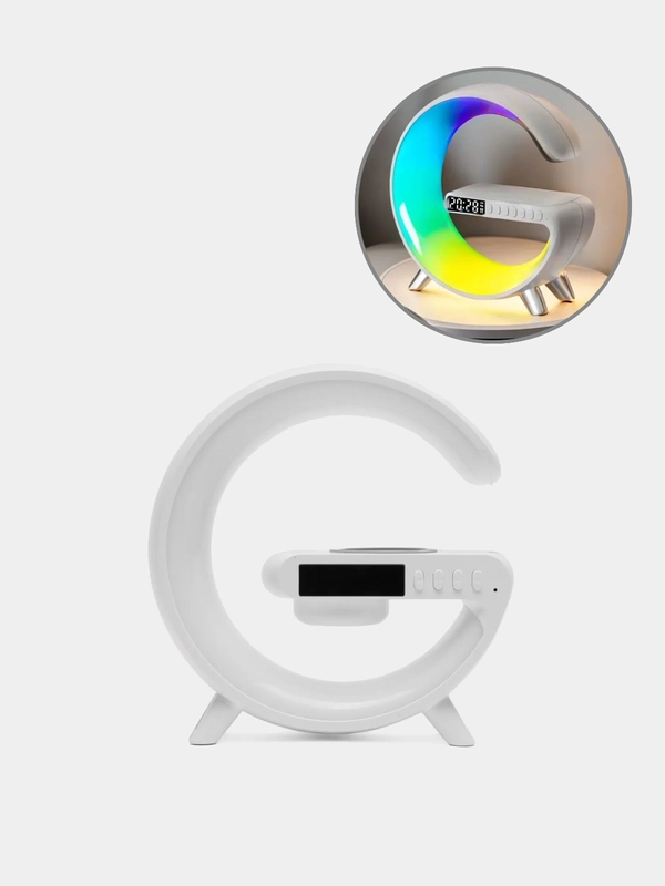 Умный светодиодный RGB светильник, ночник Bluetooth с беспроводной зарядкой и колонкой