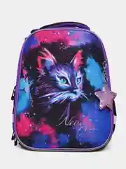 Рюкзак школьный для девочки Brauberg Premium, 2 отделения, с брелком, Neon cat, 271352