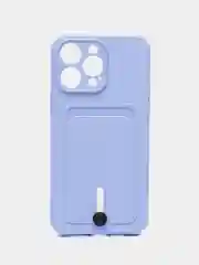 Сиреневый чехол силиконовый, с карманом для карты iPhone 11, 14, 12 Pro Max, 13 Pro Max, 14 Pro Max
