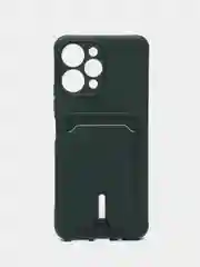 Тёмно-зелёный чехол силиконовый, с карманом для карты Xiaomi Redmi 12, Redmi Note 11 4G, Note 11S