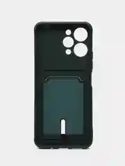 Тёмно-зелёный чехол силиконовый, с карманом для карты Xiaomi Redmi 12, Redmi Note 11 4G, Note 11S