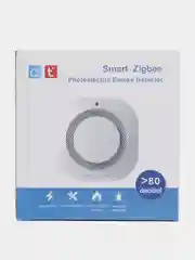 Белый умный датчик дыма Tuya/ Smart Life Wi-Fi / Zigbee с функцией Алисы
