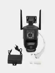 Серый двойная камера поворотная + стационарная, 4MP, связь через 4G (Сим-карта),через провод LAN