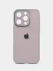 Бежевый меланж чехол для iPhone 15, 15 Plus, 15 Pro, 15 Pro Max, со стеклянной панелью и защитой камеры