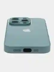 Зеленый чехол для iPhone 15, 15 Plus, 15 Pro, 15 Pro Max, со стеклянной панелью и защитой камеры