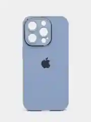 Небесно-голубой чехол для iPhone 15, 15 Plus, 15 Pro, 15 Pro Max, со стеклянной панелью и защитой камеры