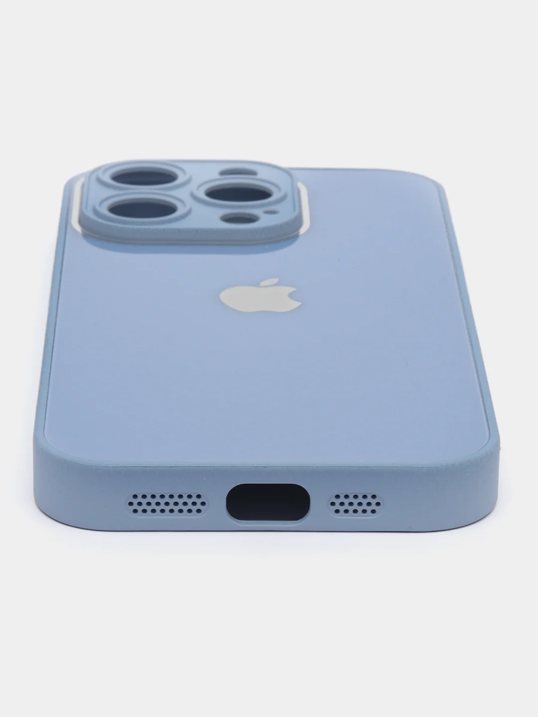 Небесно-голубой чехол для iPhone 15, 15 Plus, 15 Pro, 15 Pro Max, со стеклянной панелью и защитой камеры
