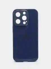 Синий чехол для iPhone 15, 15 Plus, 15 Pro, 15 Pro Max, со стеклянной панелью и защитой камеры