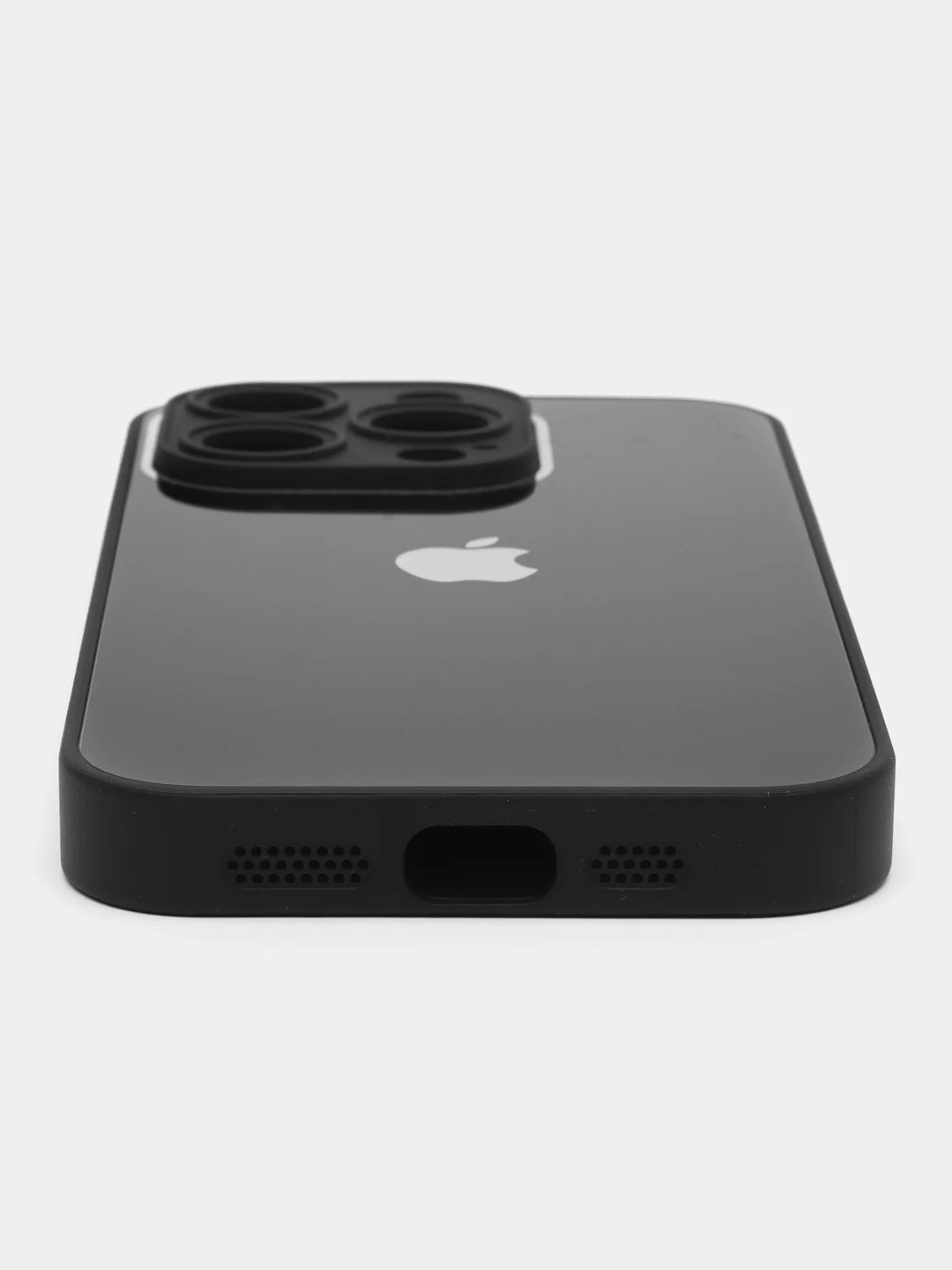 Черный чехол для iPhone 15, 15 Plus, 15 Pro, 15 Pro Max, со стеклянной панелью и защитой камеры