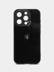 Черный чехол для iPhone 15, 15 Plus, 15 Pro, 15 Pro Max, со стеклянной панелью и защитой камеры