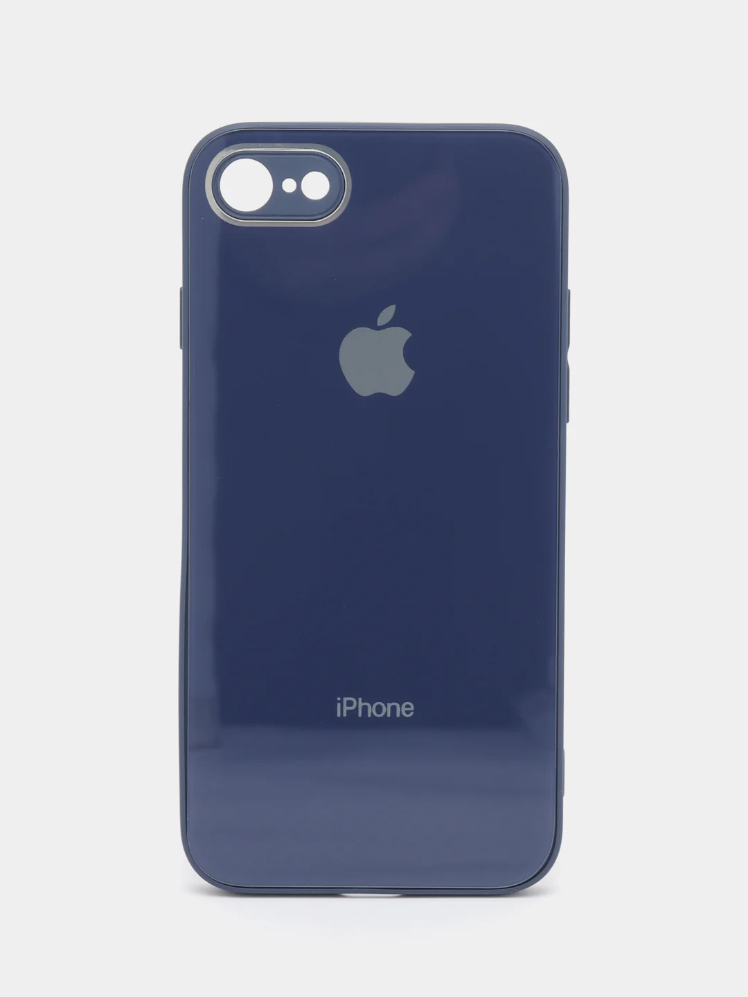 Синий чехол для iPhone 7, iPhone 8, iPhone SE, со стеклянной панелью и защитой камеры