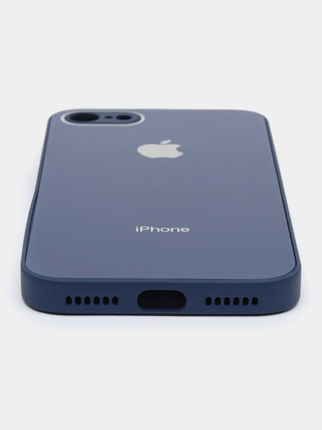 Синий чехол для iPhone 7, iPhone 8, iPhone SE, со стеклянной панелью и защитой камеры