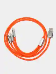 Оранжевый кабель 3 в 1, 120 Вт, Type-C, Lightning, micro USB