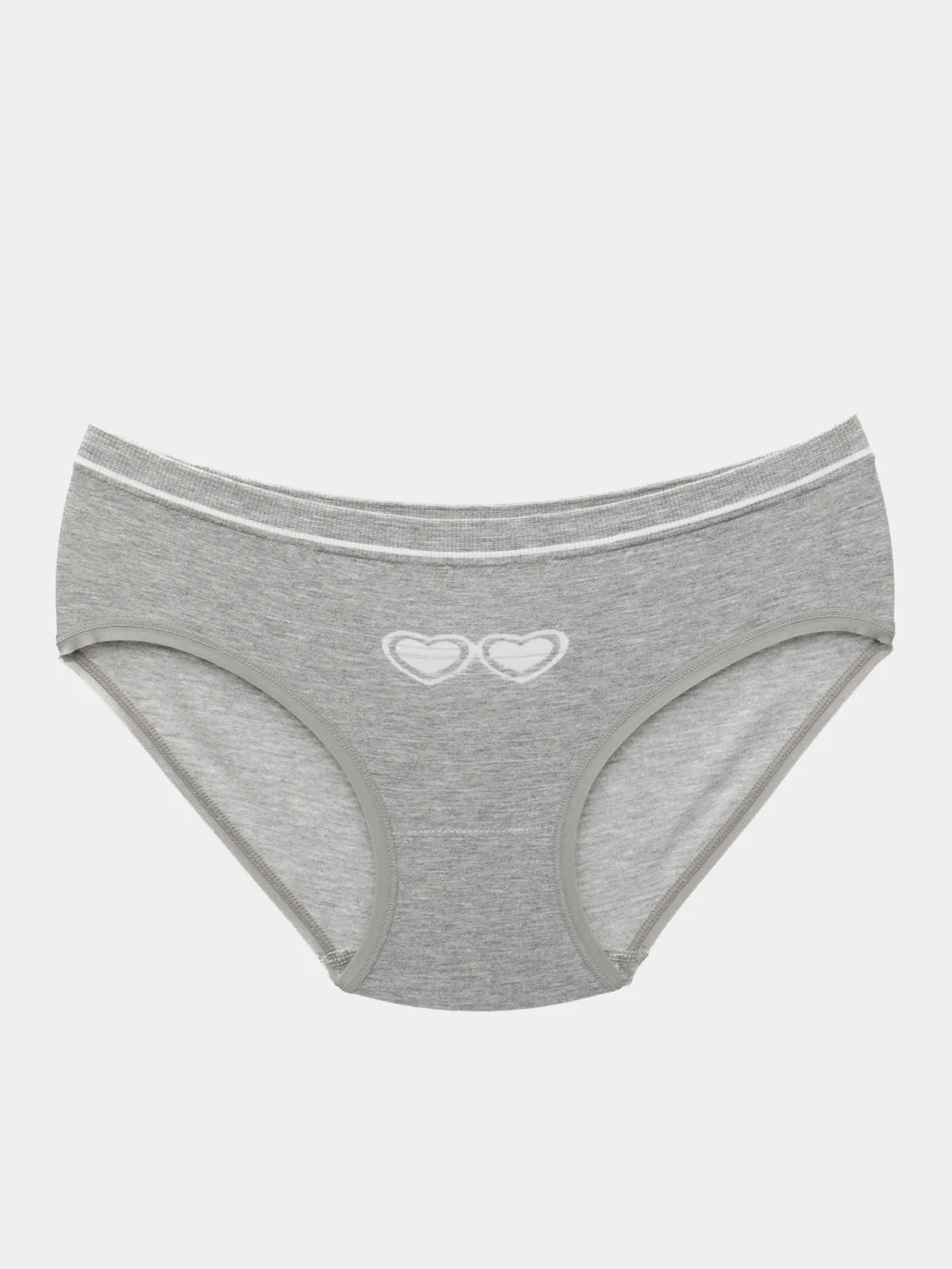 Серый трусы с сердечком, бесшовные, one size 42-48