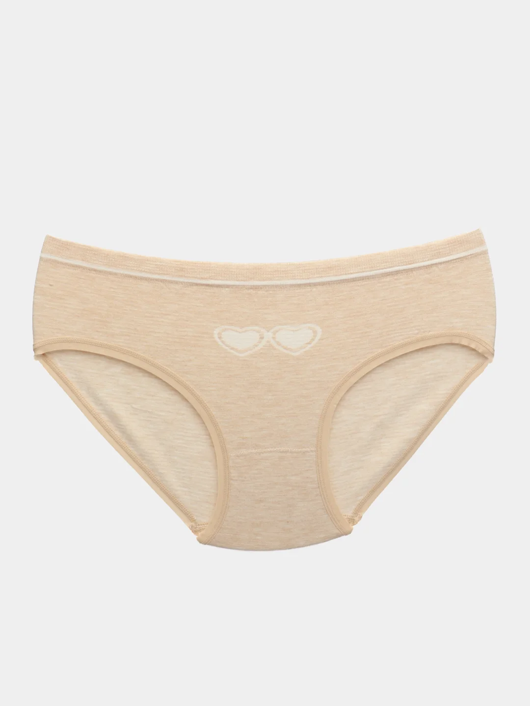 Бежевый трусы с сердечком, бесшовные, one size 42-48