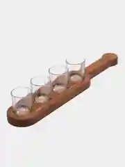 Красный подставка для рюмок из дерева,шотница из дуба/подарок мужчине, сервировочная доска