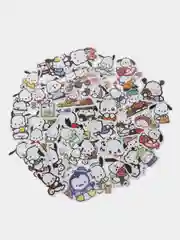 Голубой набор наклеек стикеров Kuromi, аниме, клубничный мишка, желтый пудинг, собака ,набор 50 шт