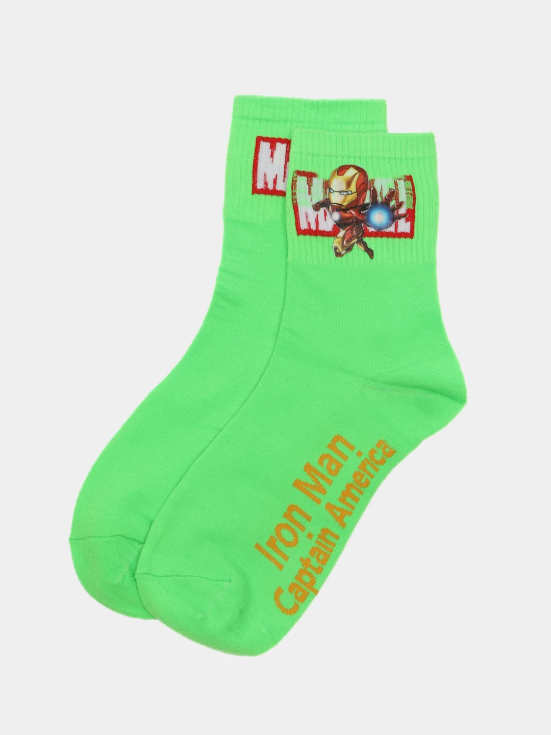 Зеленый носки яркие люминесцентные, Marvel, светящиеся герои в темноте