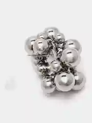 Серьги шарики гроздья объемные серебристые бижутерия