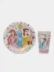 Набор для праздника Принцессы рисованные (тарелка мал., стакан, по 6 шт.)