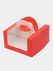 Алый коробка под бенто-торт, с окном, 14 х 14 х 8 см